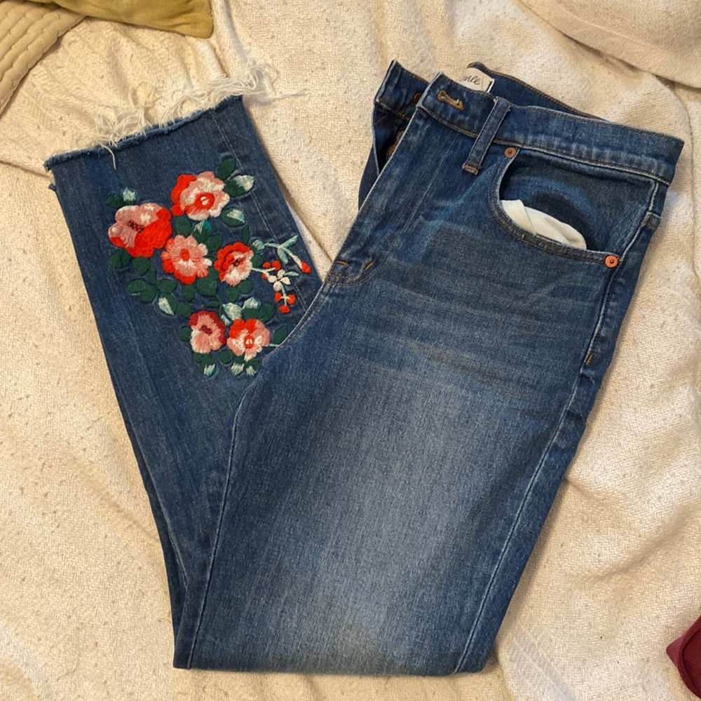 Embroidery floral madewell jeans